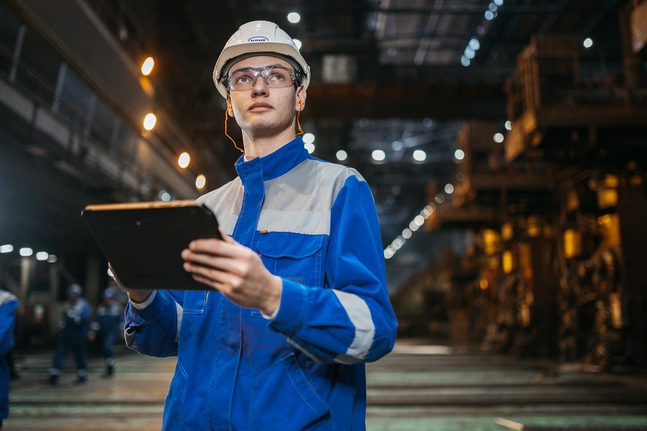 Engineer reviewing plant documentation